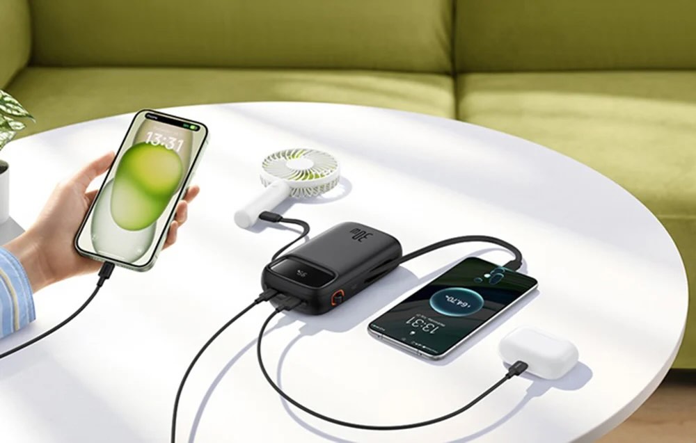 Powerbank Baseus QPow2 2x USB‑C valkoinen