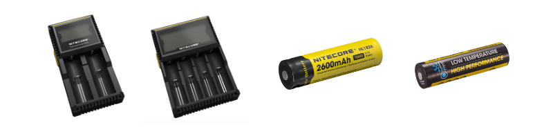 Nitecore akut ja laturit